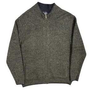 Irelandseye 100% Wool Full Zip Knit Sweater Made in Ireland Brown Small